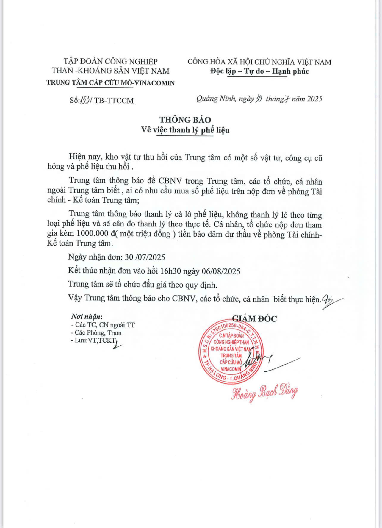 Thanh lý phế liệu