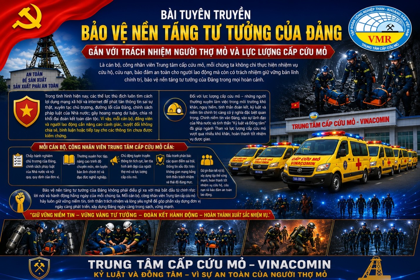 BẢO VỆ NỀN TẢNG TƯ TƯỞNG CỦA ĐẢNG GẮN VỚI TRÁCH NHIỆM NGƯỜI THỢ MỎ VÀ LỰC LƯỢNG CẤP CỨU MỎ